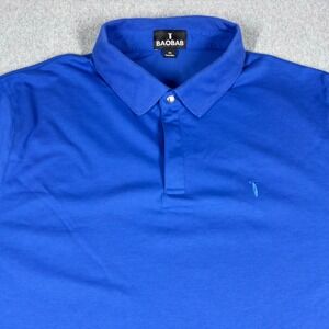 Baobab Polo Shirt Mens 2XL XXL Blue Pima Cotton Stretch Short Sleeve Casual